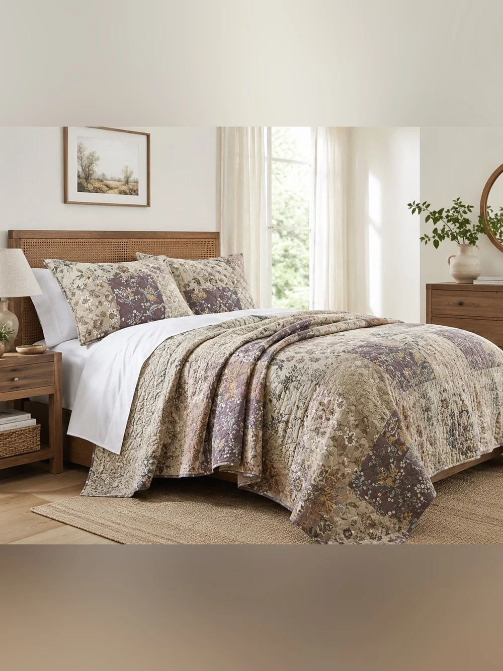New Linden Street Ashby King Quilt – Floral Patchwork Cotton Bedding